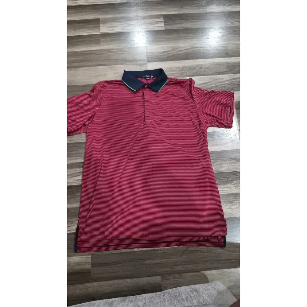 RLX Ralph Lauren Performance Golf Men’s XL Polo Shirt Red/navy Blue Striped